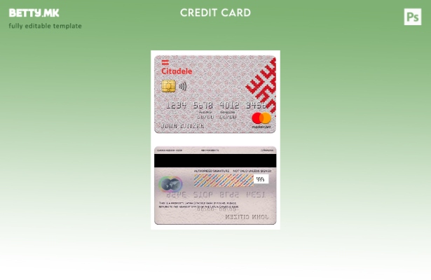 Модерен стил на шаблон за мастер картички на банката Латвија Citadele